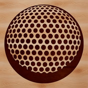 A simple vector illustration of a golf ball sitting on top of a golf club.