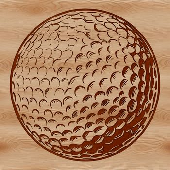 SVG illustration of a golf ball on a green grass background.