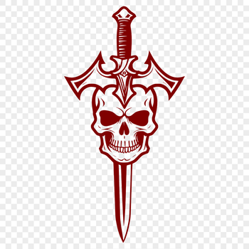 A medieval-inspired skull design with intricate details, suitable for cutting machines like Cricut or laser cutters.