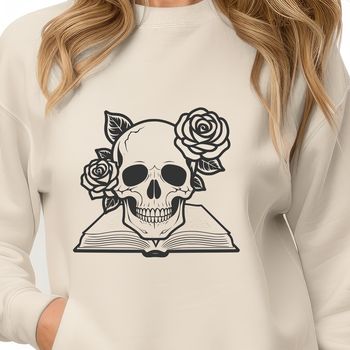 A stylized gothic skull illustration with intricate details, suitable for vector art projects.