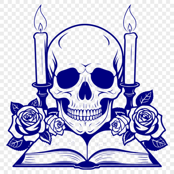 A decorative Gothic-style skull illustration with intricate details, suitable for printing or cutting out.