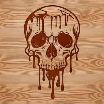 A gothic-inspired illustration of a dripping skull, ideal for Halloween decorations or designs.