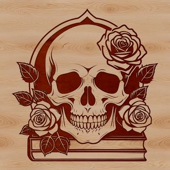 A stylized gothic skull design suitable for Halloween decorations and DIY projects.