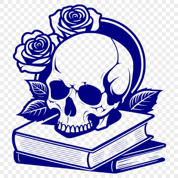 A detailed Gothic-style skull illustration, suitable for Halloween decorations.