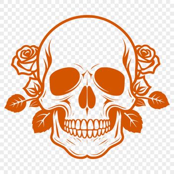 A stylized illustration of a skull surrounded by intricate details, perfect for vector designs.