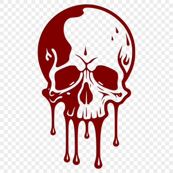 A detailed illustration of a skull with dripping liquid, suitable for vector graphics.