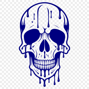 A gothic-inspired illustration of a dripping skull, suitable for vector art and design projects.