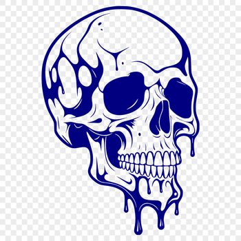 A gothic-themed skull design with drips and drops, suitable for Halloween decorations or designs.