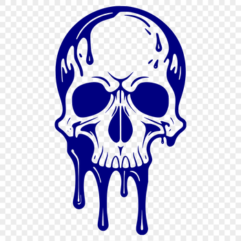 A stylized graphic illustration of a skull with dripping or oozing effect, suitable for Halloween decorations.