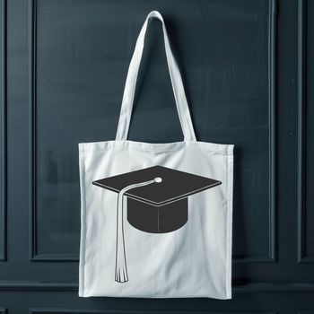 A graduation cap with a ribbon and tassel, vector design suitable for educational purposes.