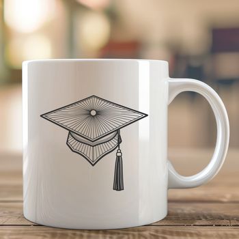 A customizable graduation cap design suitable for various cutting machines like Cricut or laser cutter.