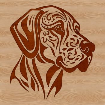 A large, ornate illustration of a Great Dane's head, suitable for vector design projects.