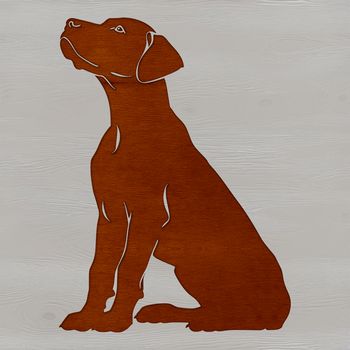 A realistic illustration of a sitting Great Dane dog in vector format.