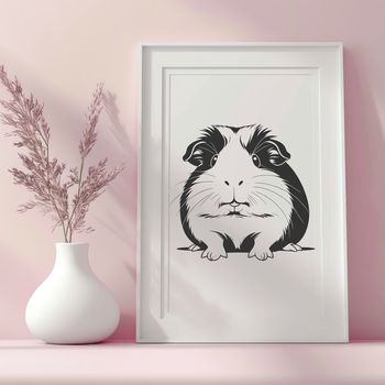 A digital illustration of a happy guinea pig, suitable for use in various graphic design applications.