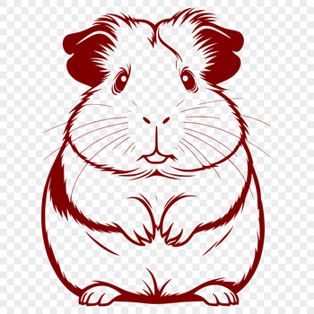 A small, furry guinea pig standing on its hind legs, suitable for personal or commercial design projects.
