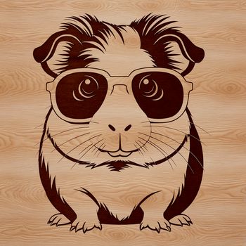 A cartoon guinea pig wearing sunglasses, depicted in vector format.