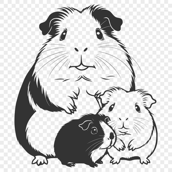A cartoon illustration of a happy guinea pig, suitable for use in family projects or as a pet-themed design.