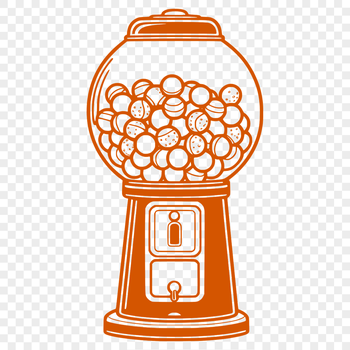 A colorful illustration of a classic gumball machine, designed with vector graphics.