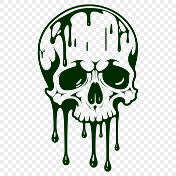 A detailed illustration of a dripping skull with gothic undertones, suitable for various design projects.
