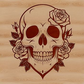 A decorative gothic-style skull with a detailed design, suitable for Halloween designs and projects.