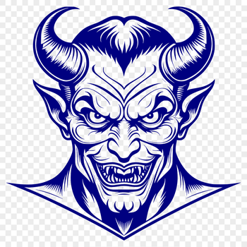An SVG graphic representation of Satan with bold lines and shapes.