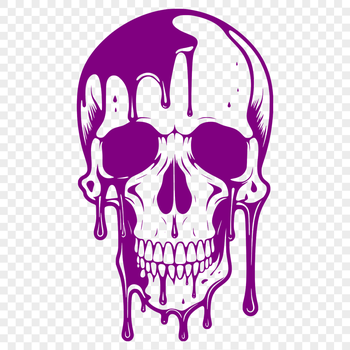 A detailed vector illustration of a dripping skull, suitable for cutting machines or laser cutters.