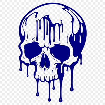 A dark gothic illustration of a dripping skull with intricate details.