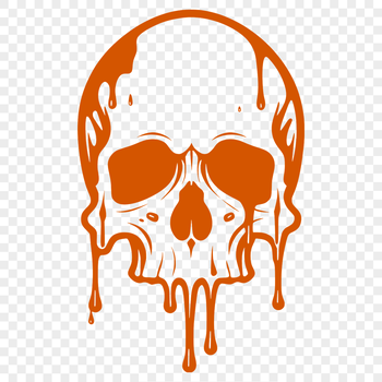 A vector design featuring a detailed skull with drips or droplets.