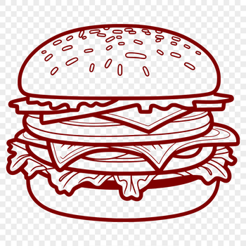 A high-quality illustration of a classic hamburger with various toppings.