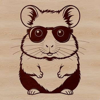 A cartoon-style illustration of a happy hamster wearing trendy sunglasses.