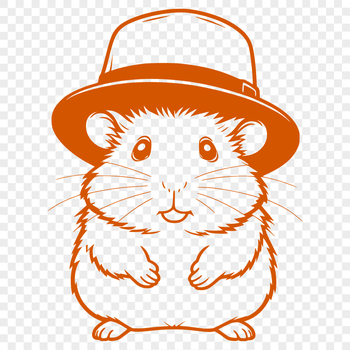 A cute, cartoon-style illustration of a hamster wearing a hat.
