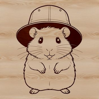A cartoon hamster wearing a hat, designed as vector art for various digital applications.