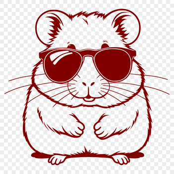 A cartoon hamster wearing trendy sunglasses sits on a background.