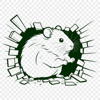 A small, furry hamster sitting on a wooden wheel, surrounded by toys.