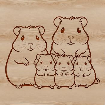 A small, furry hamster sitting in a cage, suitable as clip art for pet-related designs.