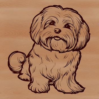 A small breed dog sitting on its hind legs, depicted as a simple vector design.