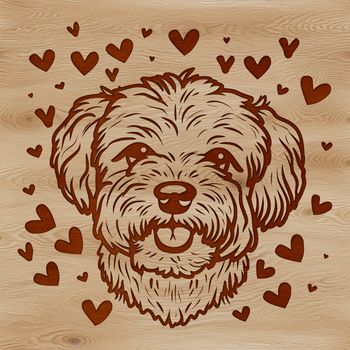 A breed-specific illustration of a Havanese dog's head with loving details.