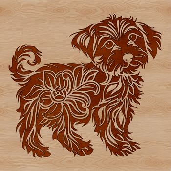 A standing Havanese dog with an ornate design, suitable for vector art projects.
