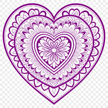 A intricate mandala design featuring a heart shape, suitable for vector art applications.