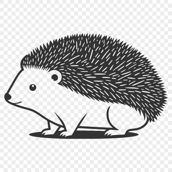 A detailed illustration of a hedgehog with sharp quills.