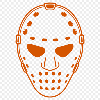 A vector illustration of a hockey player's protective gear, including a helmet with a face mask.