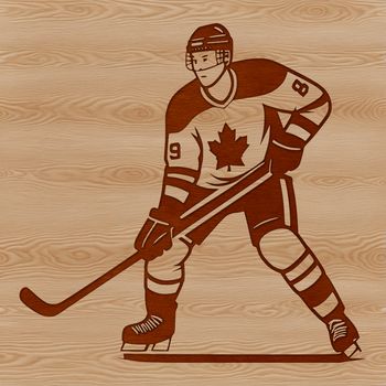 SVG illustration of an ice hockey player in action.