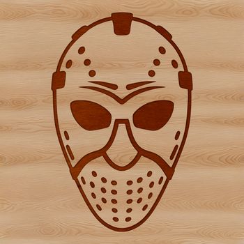 Hockey player with mask and stick in action, vector illustration for sport designs.