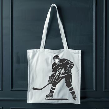 A simple outline illustration of a hockey player in motion.