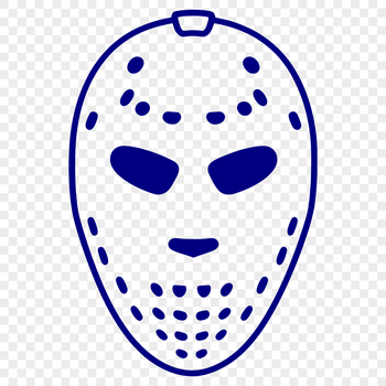 A stylized illustration of a hockey player's helmet, highlighting the design elements often used in sports equipment.