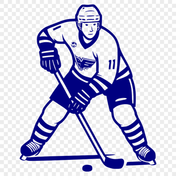 A detailed vector illustration of a hockey player in action.