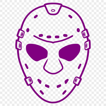 A detailed illustration of a hockey player's mask, designed as a vector graphic.