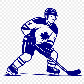 A graphic representation of a hockey player in action, suitable for use in vector design.