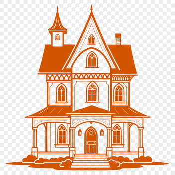 A simple vector design of a single-family residence with a traditional roof.