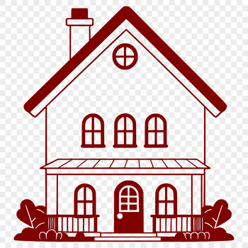A simple 2D house illustration in vector format, suitable for various design applications.